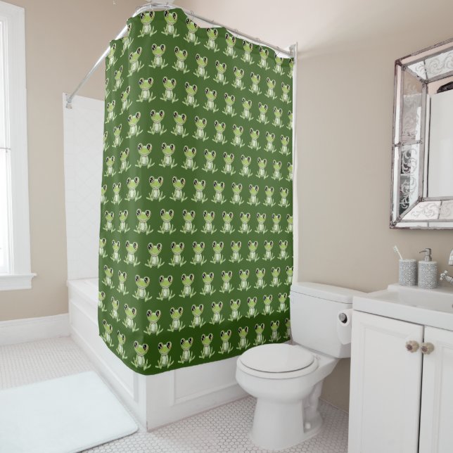 My Other Green Frog Friend Shower Curtain (In Situ)