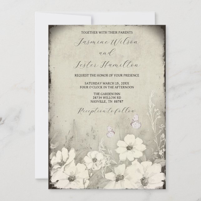 My Other Half Butterfly Wildflower Wedding Invitation (Front)