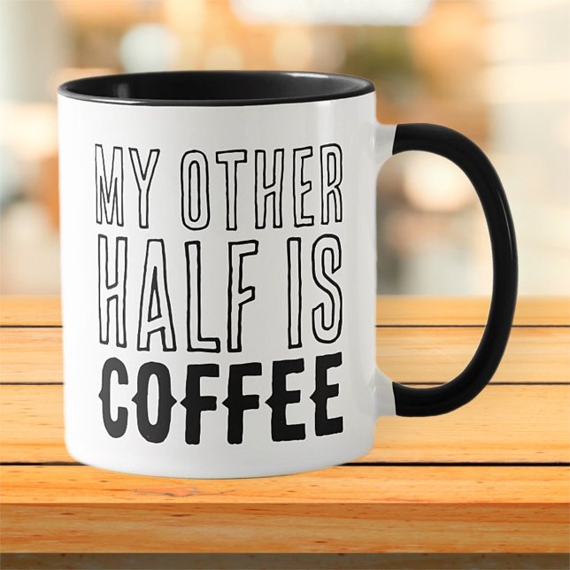 My Other Half Funny Modern Simple Black and White Mug (Creator Uploaded)