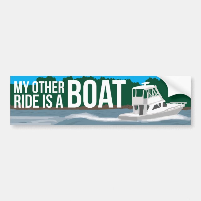 My other ride is a boat boating bumper sticker car (Front)