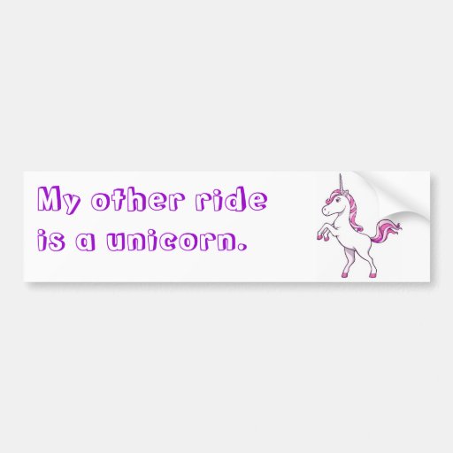 Image of "My other ride is a unicorn." Bumper Sticker