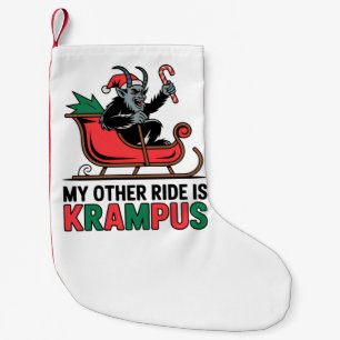 My Other Ride Is Krampus Krampus Riding Sleigh Small Christmas Stocking