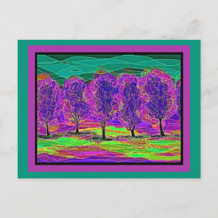 My Own Computer Art Purple Trees Postcard