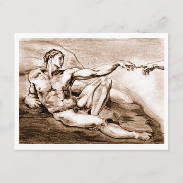My Own Drawing of Michelangelo's Adam Postcard (Front)