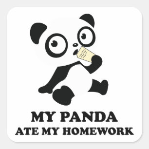 My Panda Ate My Homework Square Sticker