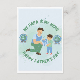 My Papa Is My Hero Cute Boy Father's Day Flat Card