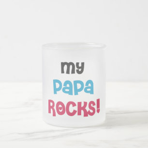 My Papa Rocks Tshirts and Gifts Frosted Glass Coffee Mug