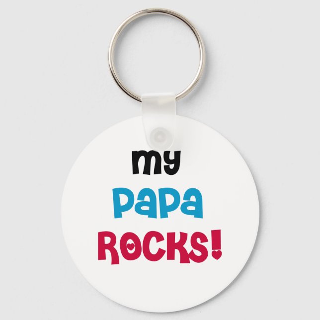 My Papa Rocks Tshirts and Gifts Key Ring (Front)