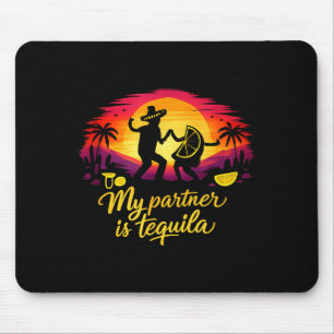 My partner is party crew sunset dance joke mouse mat