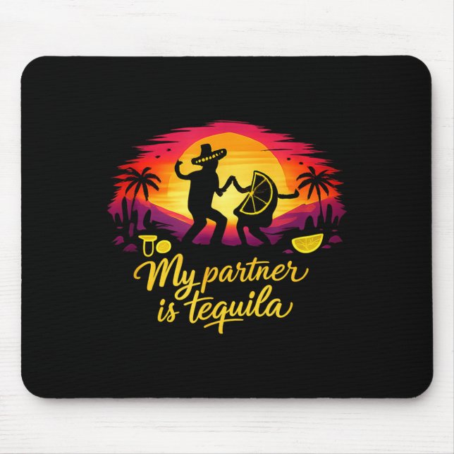 My partner is party crew sunset dance joke  mouse mat (Front)