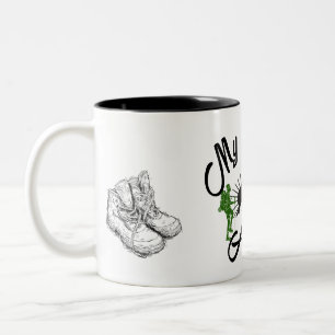 MY PASSION is Hiking, mountains, walking boots Two-Tone Coffee Mug