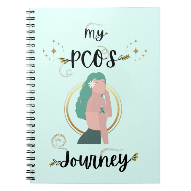 My PCOS Journey PCOS Awareness Teal Ribbon Notebook (Front)