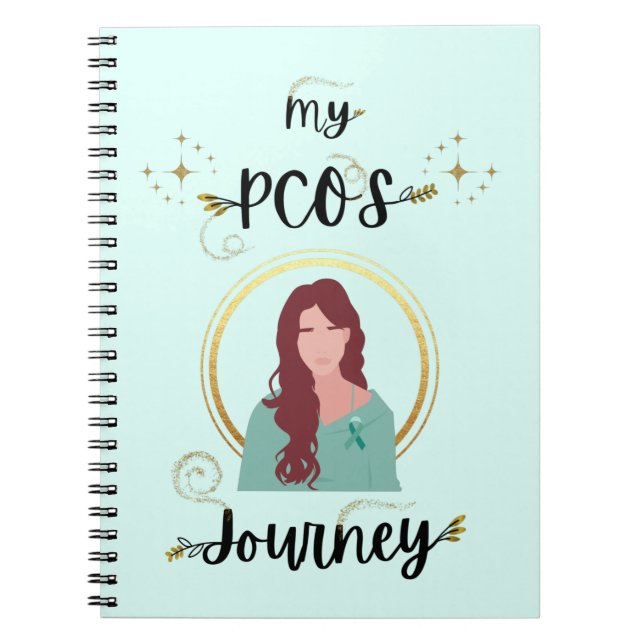 My PCOS Journey Polycystic Ovary Syndrome Teal Notebook (Front)