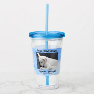My Peace I Give You Bible Verse Cute Dog In Clouds Acrylic Tumbler