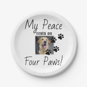 My Peace rests on Four Paws - Cute Pet Lover Quote Paper Plate
