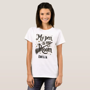 My Pen Is My Broom Halloween T-shirt for Writers