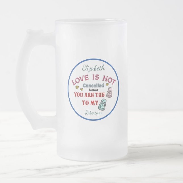 My Pepper To Your Salt Love Personalise Frosted Glass Beer Mug (Left)