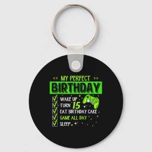 My Perfect Birthday Level Up 15th Birthday Gaming Key Ring