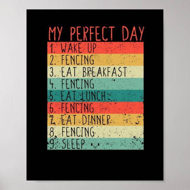 My perfect day fencing coach lover epee poster (Front)