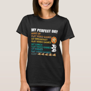 My Perfect Day Pizza Video Games Gamer Controller T-Shirt