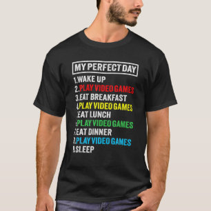 My Perfect Day Video Games Funny Gamer Gift Boys M T-Shirt