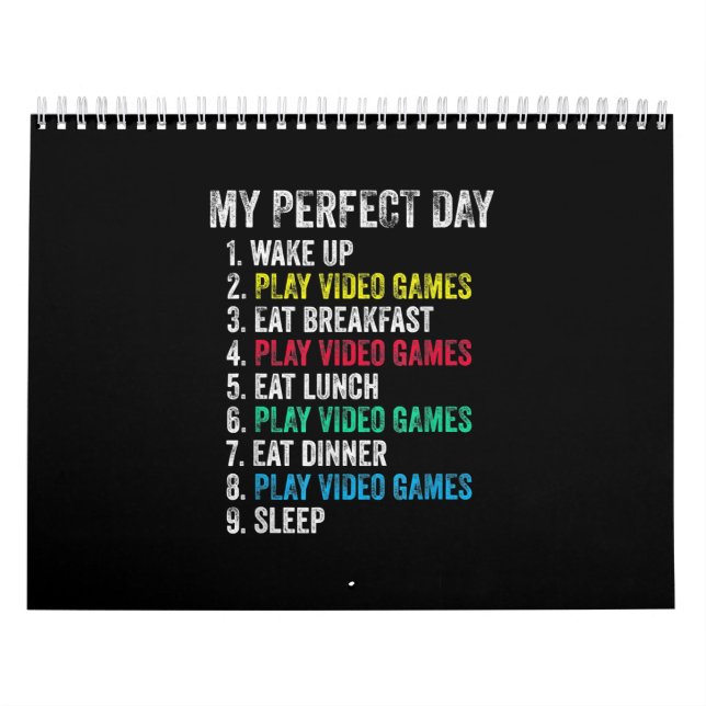 My Perfect Day Video Games Funny Grandson Gamer Calendar (Cover)