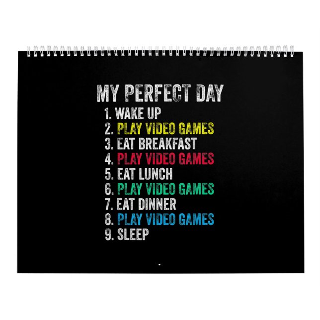 My Perfect Day Video Games Funny Grandson Gamer Calendar (Cover)