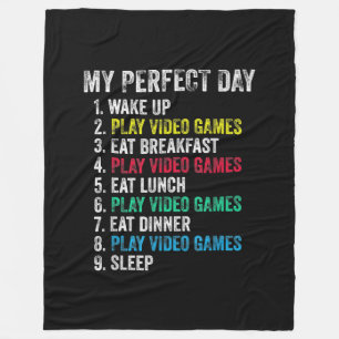 My Perfect Day Video Games Funny Grandson Gamer Fleece Blanket