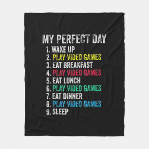 My Perfect Day Video Games Funny Grandson Gamer Fleece Blanket