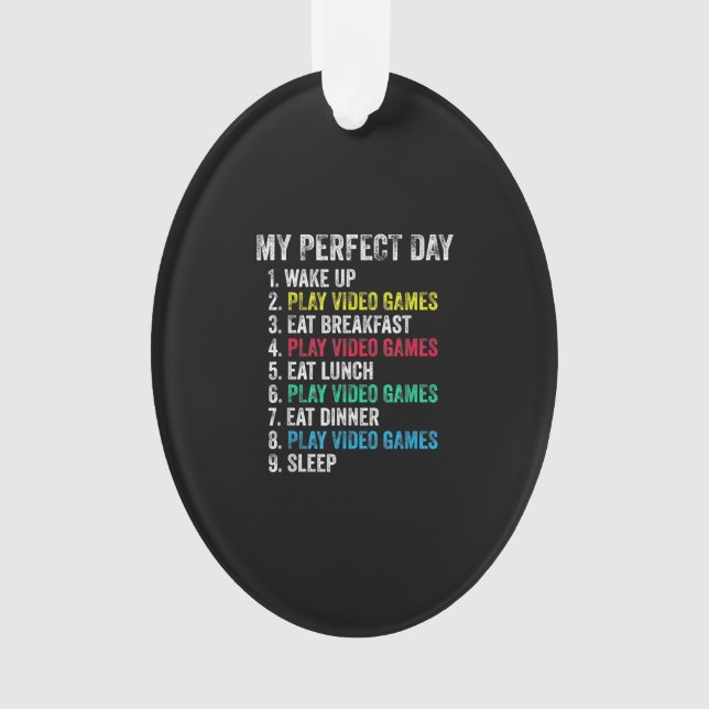 My Perfect Day Video Games Funny Grandson Gamer Ornament (Front)