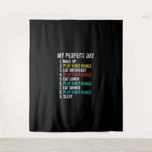 My Perfect Day Video Games Funny Grandson Gamer Tapestry