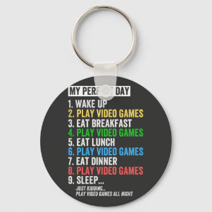 My Perfect Day Video Games T-shirt Funny Cool Game Key Ring