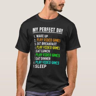 My Perfect Day Video Games  Video Gamer Retro T-Shirt