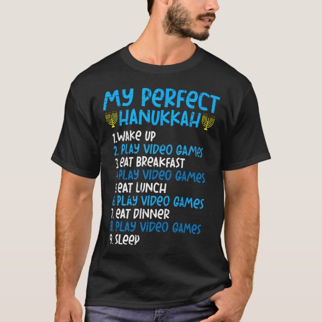 My Perfect Hanukkah Video Game Chanukah Jew Men Bo T-Shirt (Front)