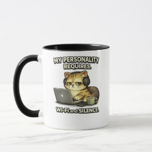 My Personality Requires Wi-Fi and Silence Cat Mug