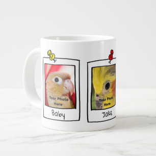 My Pet Birds Retro Custom Photo Collage Large Coffee Mug