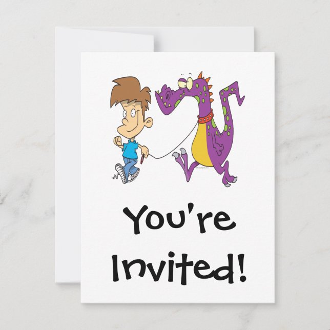 my pet dragon funny cartoon invitation (Front)