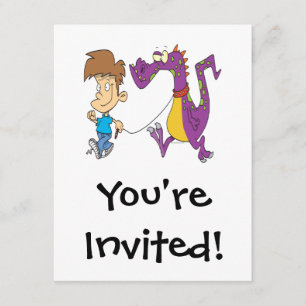 my pet dragon funny cartoon invitation