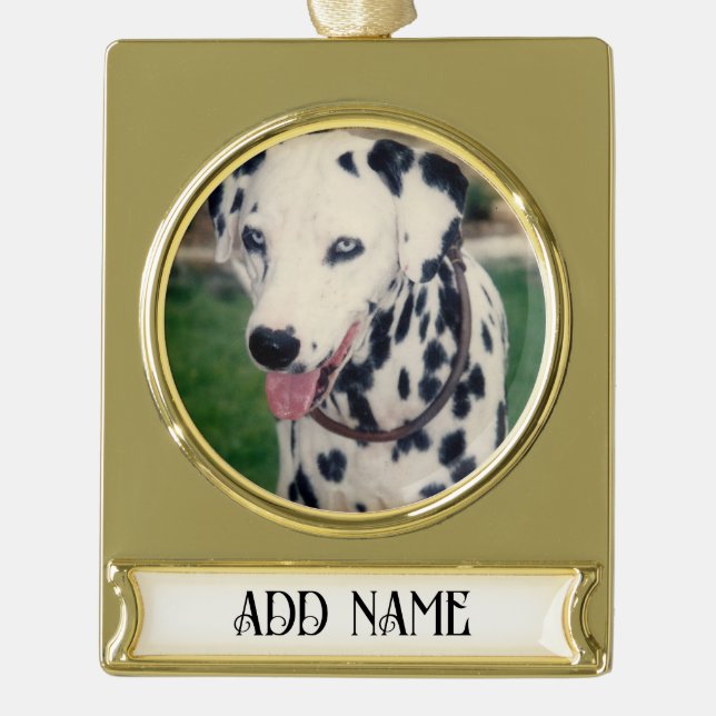 My Pet Friend Upload Your Own Photo Custom  Gold Plated Banner Ornament (Front)