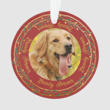 My Pet Photo Gold Berry Wreath Crimson Christmas