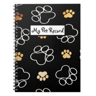 My Pet Record Cute Pawprints Pet Health Notebook