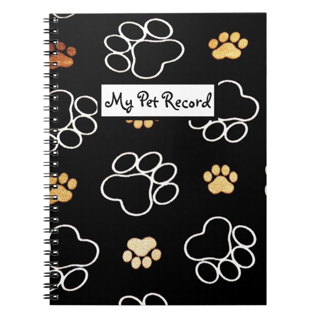 My Pet Record Cute Pawprints Pet Health Notebook (Front)