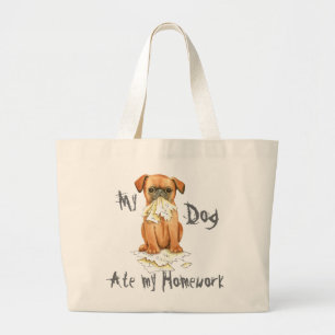 My Petit Brabancon Ate My Homework Large Tote Bag