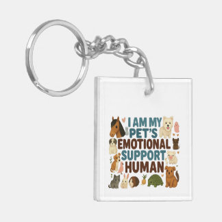 My Pet's Emotional Support Human Key Ring