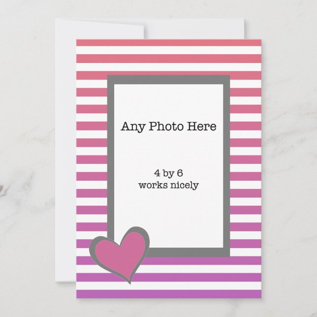 My Photo and a Pink Heart on Valentines  Holiday Card (Front)