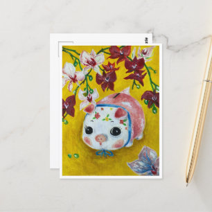 My Piggy Bank pig - reggaepainting Acrylic  Postcard