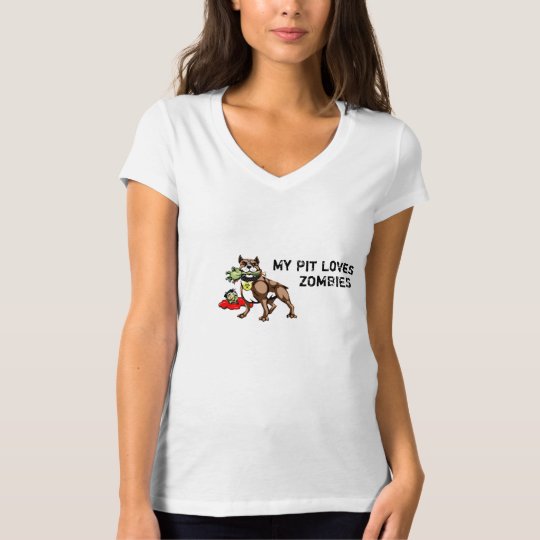 My Pit Bull Loves Zombies Shirt - Funny Slogan