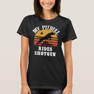 My Pitbull Rides Shotgun Funny Halloween Pitbull L T-Shirt