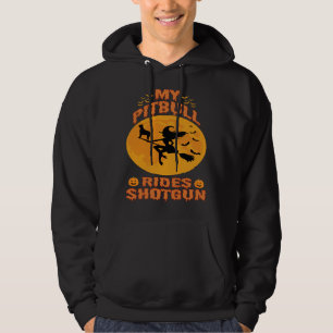 My Pitbull Rides Shotgun Halloween Hoodie