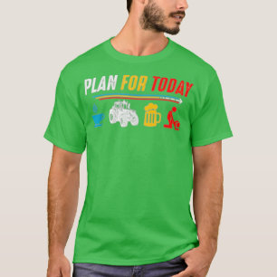 My Plan For Today Coffee Tractor Beer For Funny Fa T-Shirt